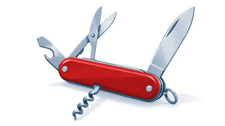 A classic Swiss Army knife with several tools unfolded, illustrating how AI gives a physical therapy clinic one versatile tool that can support many different marketing tasks.