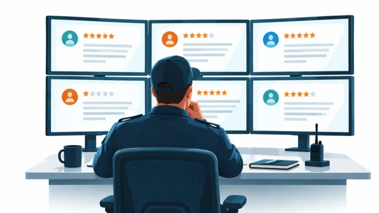 A person monitors multiple review dashboards from a workstation, illustrating the importance of regularly monitoring and thoughtfully responding to online reviews to protect and strengthen a physical therapy clinic’s reputation.