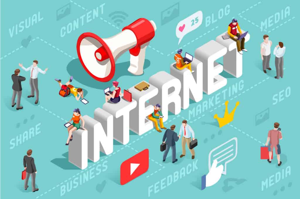 Internet Content Marketing Banner Vector