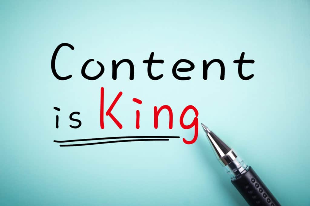 content is king in writing, indicating content is key for SEO